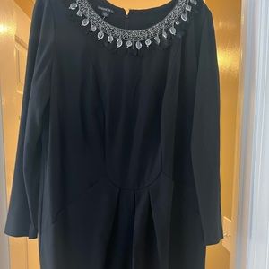 Black, Lafayette 148 cocktail dress with sleeves. Embellished. Size 14